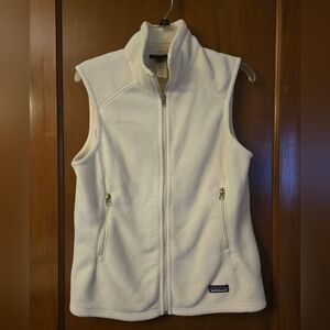 PATAGONIA Synchilla FULL-ZIP Fleece IVORY CREAM Vest EUC Women Size Large Cute